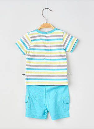 Ensemble short poches bleu ELLE EST OU LA MER garçon