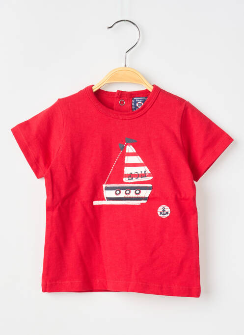 T-shirt fermeture pressionnée manches courtes rouge ELLE EST OU LA MER garcon