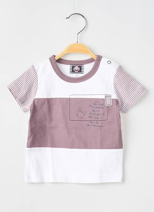 T-shirt stretch manches courtes blanc ELLE EST OU LA MER garcon