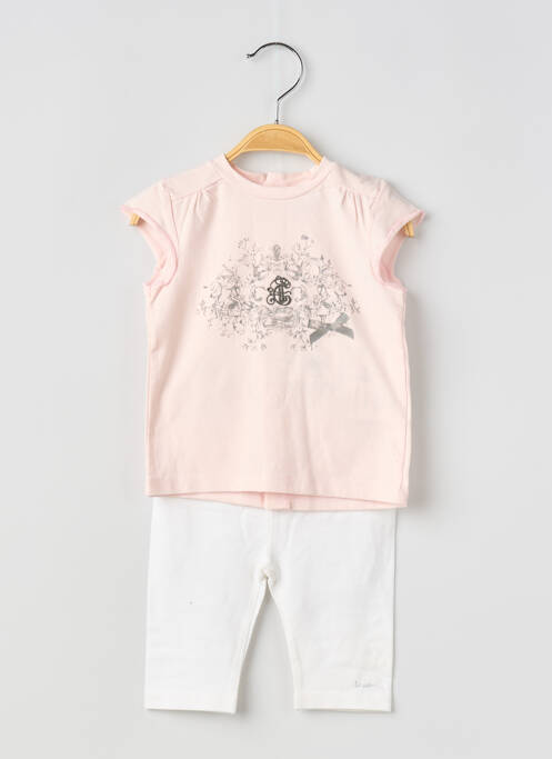 Ensemble pantalon type de haut t-shirt rose COUDEMAIL fille