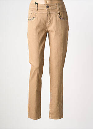 Jeans coupe slim tissage brut taille normale marron ANNA MONTANA femme