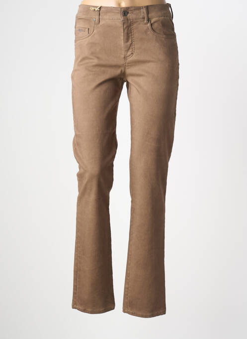 Pantalon droit stretch taille normale marron ANNA MONTANA femme