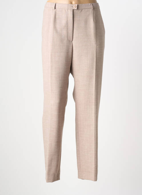 Pantalon droit fermeture zippée sous rabat boutonné taille normale beige WEINBERG femme
