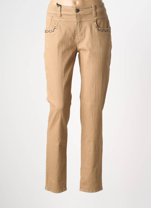 Jeans coupe slim marron ANNA MONTANA femme