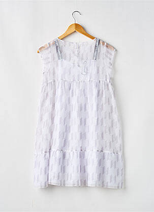 Robe courte col carré manches courtes blanc KARL LAGERFELD fille