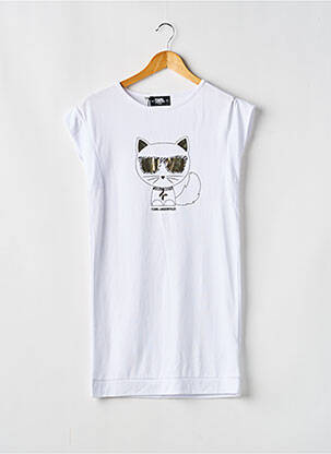 Robe mi-longue manches courtes manches courtes blanc KARL LAGERFELD fille