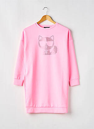 Robe pull manches longues manches longues rose KARL LAGERFELD fille
