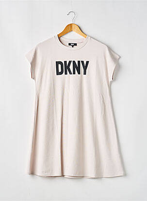 Robe mi-longue manches courtes manches courtes beige DKNY fille