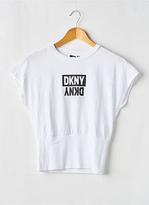 T-shirt coupe cintrée manches courtes blanc DKNY fille
