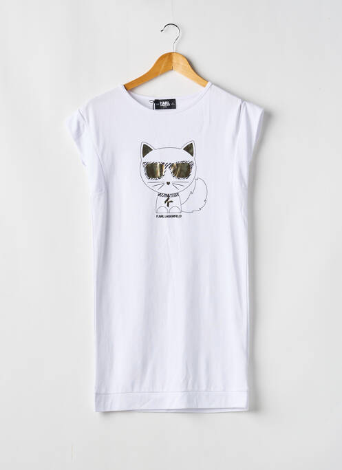 Robe mi-longue manches courtes manches courtes blanc KARL LAGERFELD fille