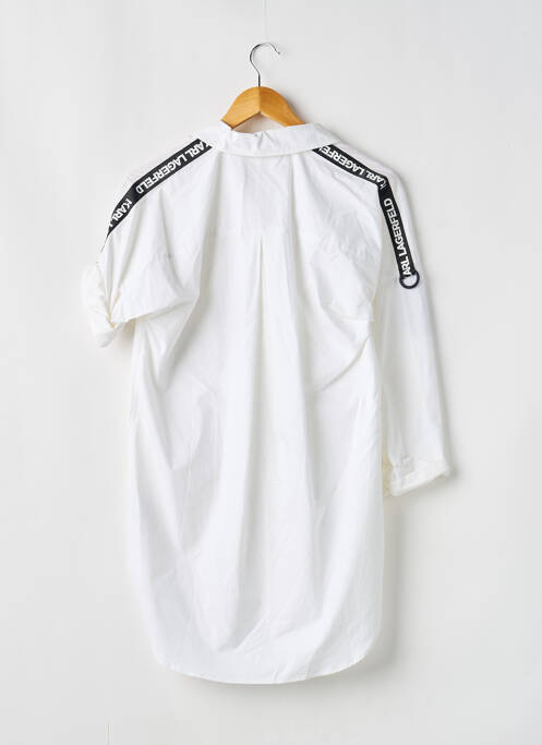 Robe courte tissage popeline manches longues blanc KARL LAGERFELD fille