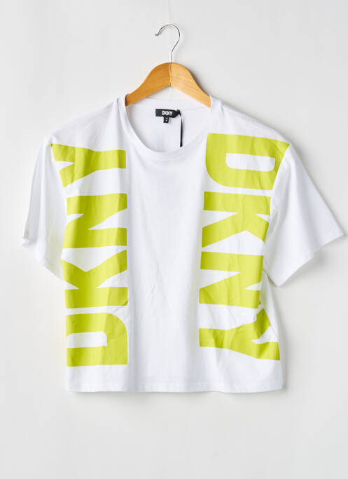 T-shirt coupe droite manches courtes blanc DKNY fille