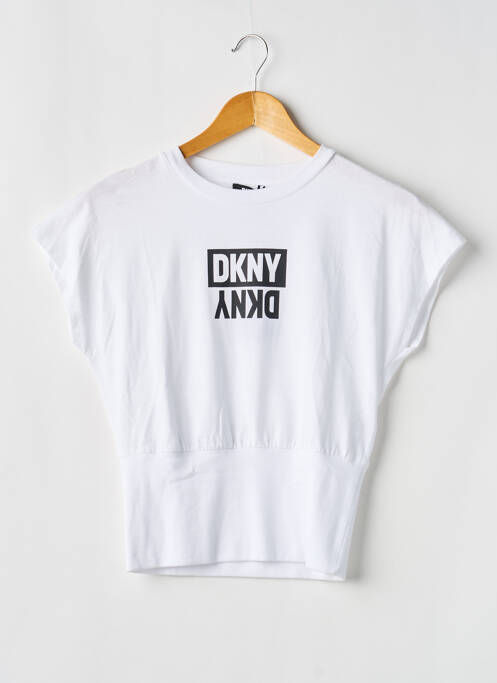 T-shirt coupe cintrée manches courtes blanc DKNY fille