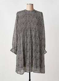 Robe mi-longue manches longues manches longues noir ICHI femme