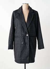 Manteau court coupe droite sans capuche noir ICHI femme
