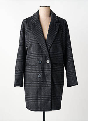 Manteau court coupe droite sans capuche noir ICHI femme