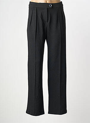 Pantalon droit tissage crêpe taille haute noir ICHI femme
