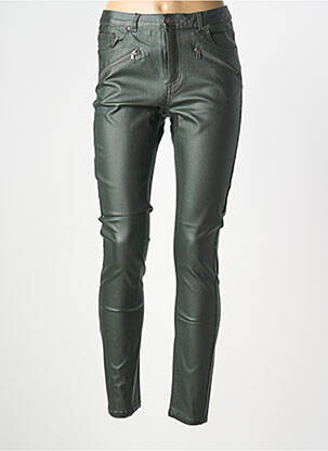 Pantalon slim tissage enduit taille normale vert B.YOUNG femme