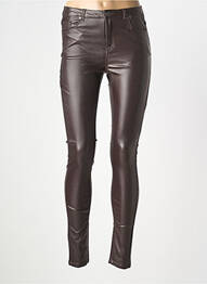 Pantalon slim tissage enduit taille haute marron fonce B.YOUNG femme