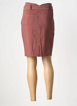 Jupe mi-longue taille à pinces rose ICHI femme