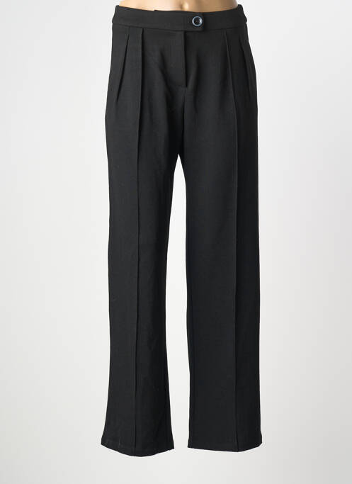 Pantalon droit tissage crêpe taille haute noir ICHI femme