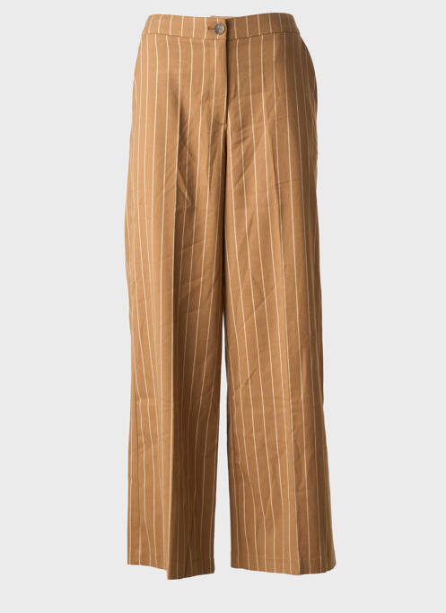 Pantalon flare taille à pinces taille haute marron B.YOUNG femme