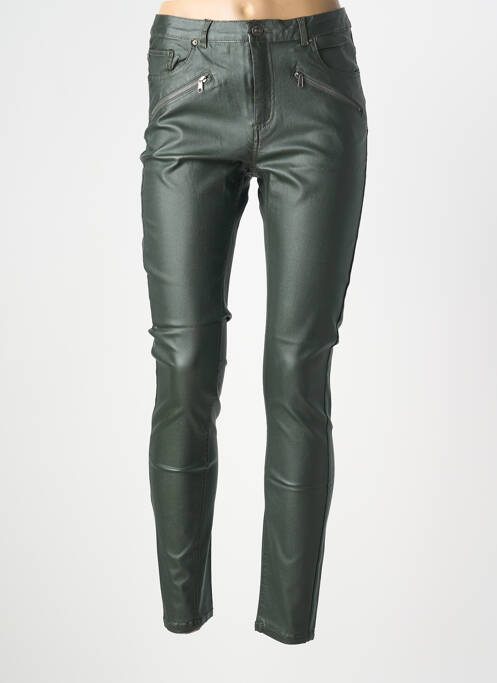 Pantalon slim tissage enduit taille normale vert B.YOUNG femme