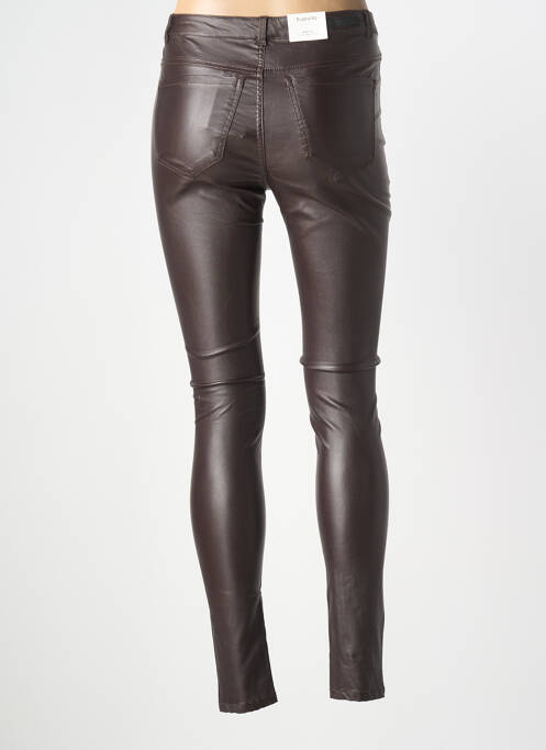 Pantalon slim tissage enduit taille haute marron fonce B.YOUNG femme