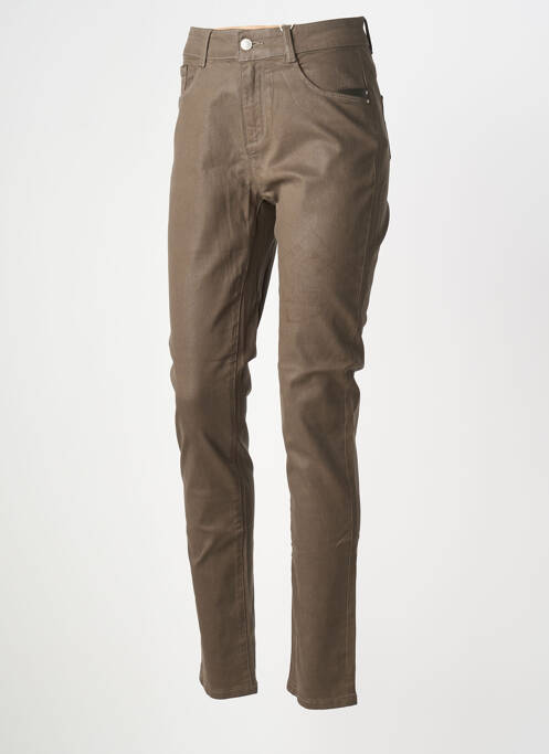 Jeans coupe slim stretch taille normale marron C'EST BEAU LA VIE femme