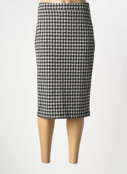 Jupe mi-longue stretch noir ICHI femme