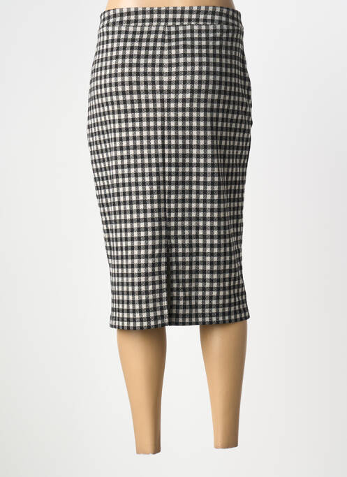 Jupe mi-longue stretch noir ICHI femme