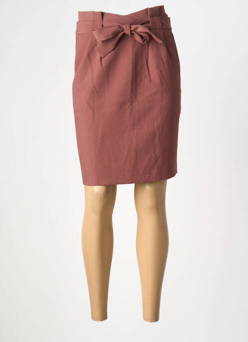Jupe mi-longue taille à pinces rose ICHI femme