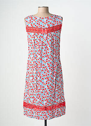 Robe mi-longue imprimé fleurs sans manche rouge ESPRIT DE LA MER femme