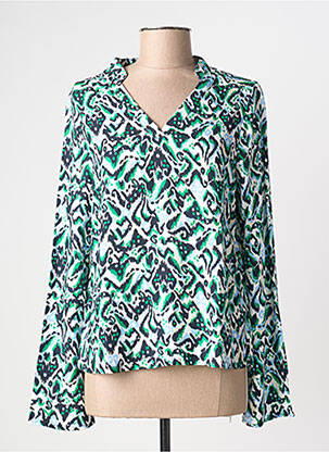 Blouse tissage popeline manches longues vert ÉTYMOLOGIE femme