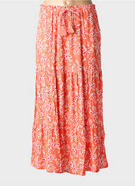 Jupe longue tissage crêpe orange ÉTYMOLOGIE femme