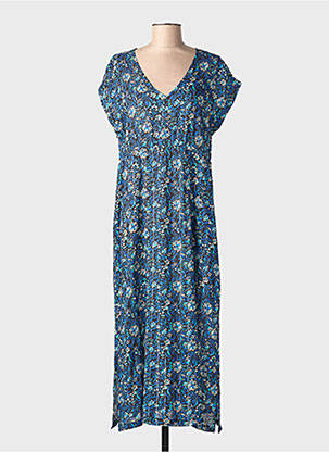 Robe longue imprimé fantaisie manches courtes bleu ESPRIT DE LA MER femme