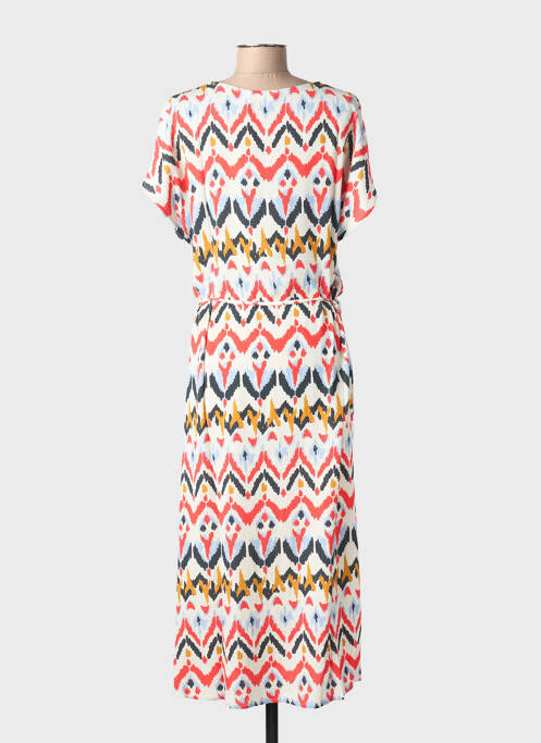 Robe longue imprimé fantaisie manches courtes blanc ÉTYMOLOGIE femme