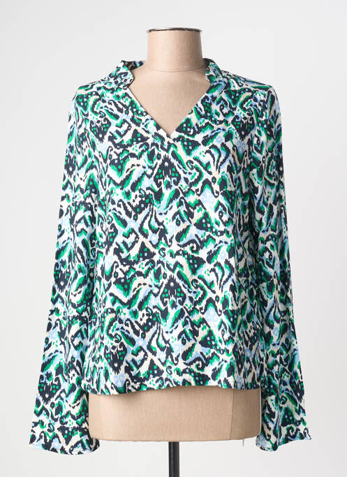 Blouse tissage popeline manches longues vert ÉTYMOLOGIE femme