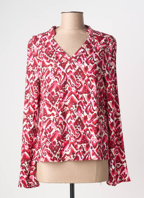 Blouse tissage popeline manches longues rose ÉTYMOLOGIE femme