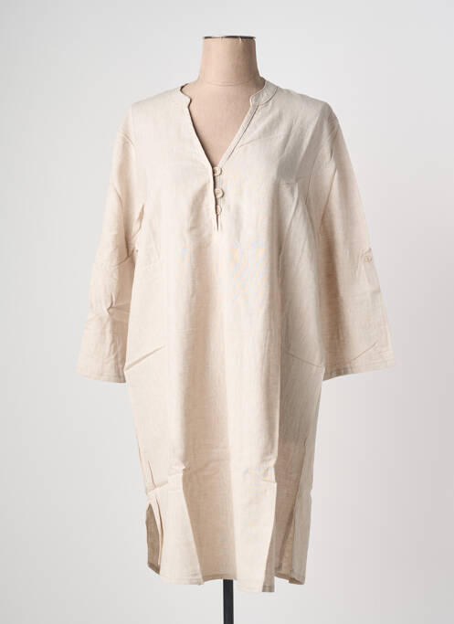 Robe mi-longue manches longues manches longues beige ESPRIT DE LA MER femme