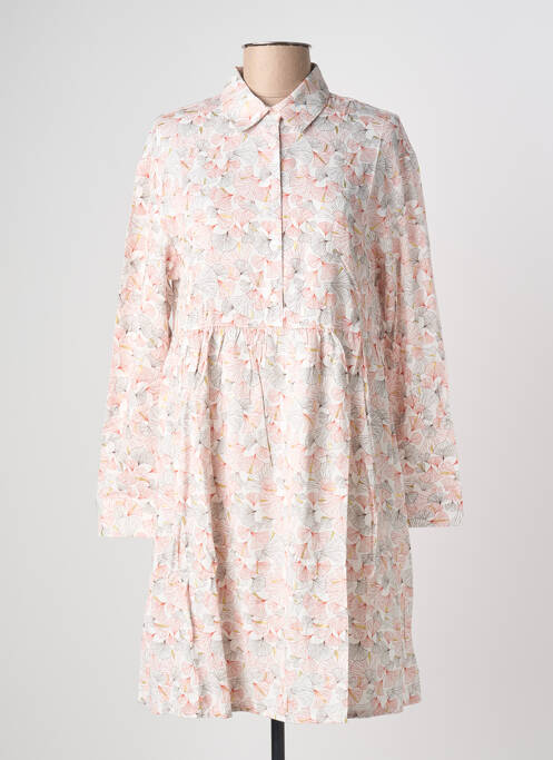 Robe mi-longue imprimé fantaisie manches longues blanc ESPRIT DE LA MER femme