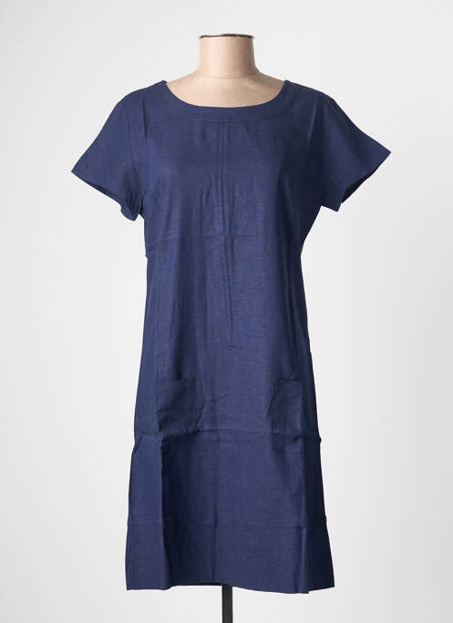Robe mi-longue fermeture zippée au dos manches courtes bleu ESPRIT DE LA MER femme