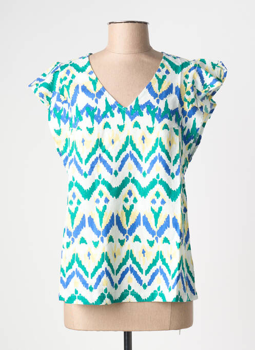 Top imprimé fantaisie manches courtes blanc ÉTYMOLOGIE femme