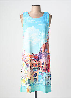 Robe mi-longue imprimé fantaisie sans manche bleu ESPRIT DE LA MER femme