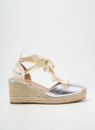 Espadrilles fermeture lacets talon de 7 à 9cm argent FINDLAY femme