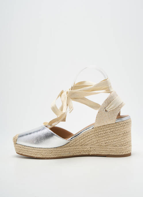 Espadrilles fermeture lacets talon de 7 à 9cm argent FINDLAY femme