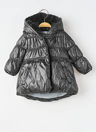 Doudoune tissage enduit a capuche noir 3 POMMES fille