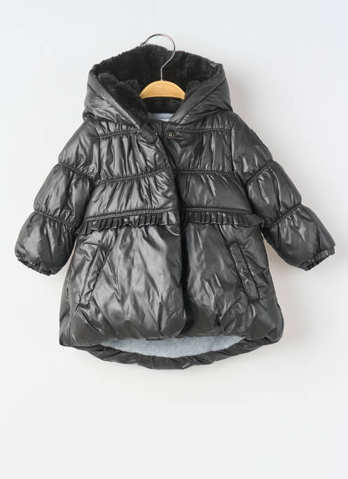 Doudoune tissage enduit a capuche noir 3 POMMES fille