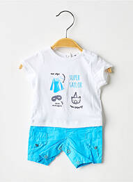 Combishort coupe droite manches courtes bleu 3 POMMES garcon