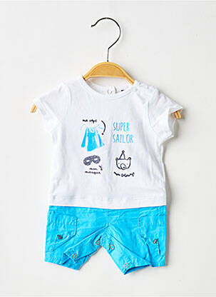 Combishort coupe droite manches courtes bleu 3 POMMES garcon